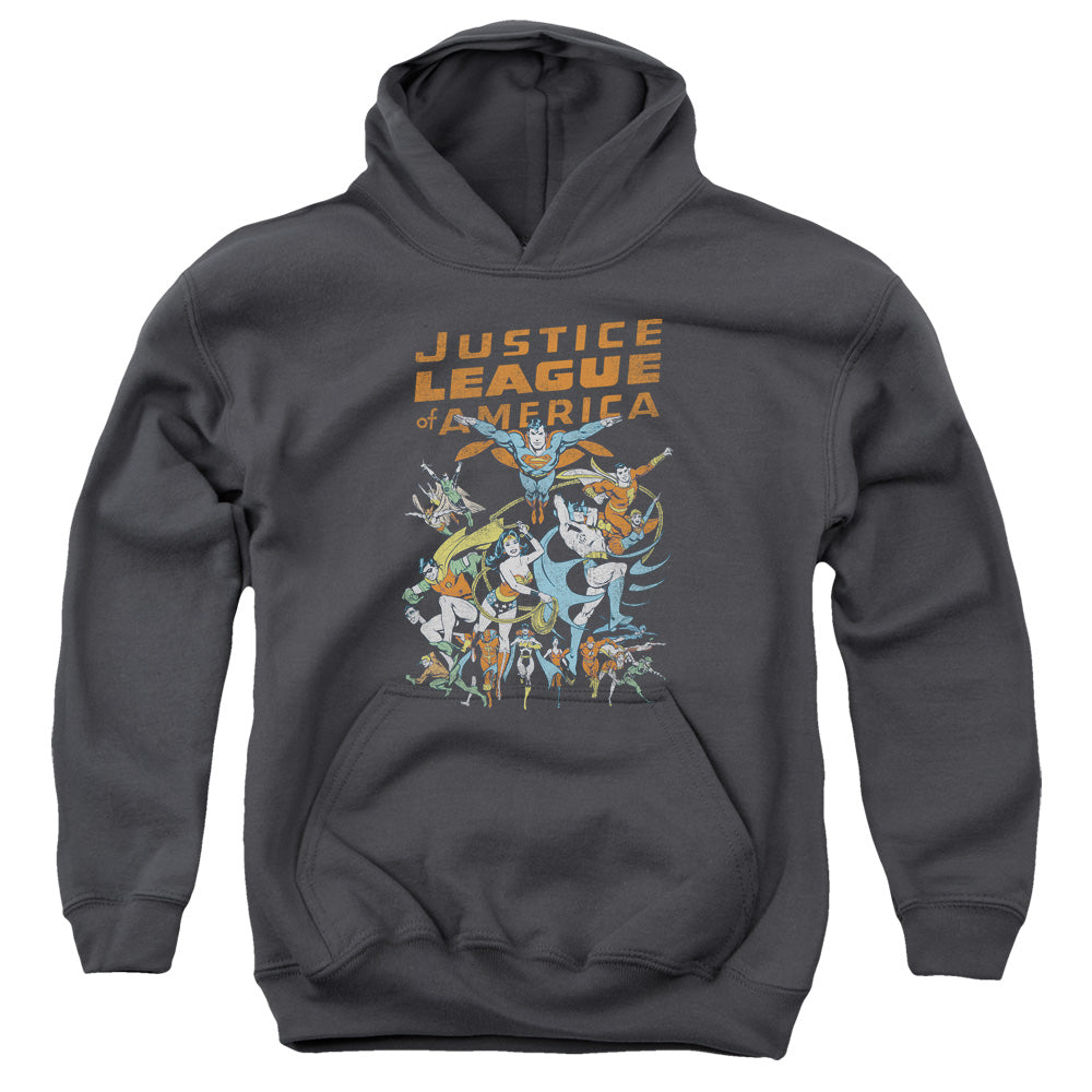 Justice League Big Group Kids Youth Hoodie Charcoal