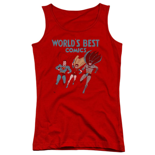 Justice League Worlds Best Womens Tank Top Shirt Red