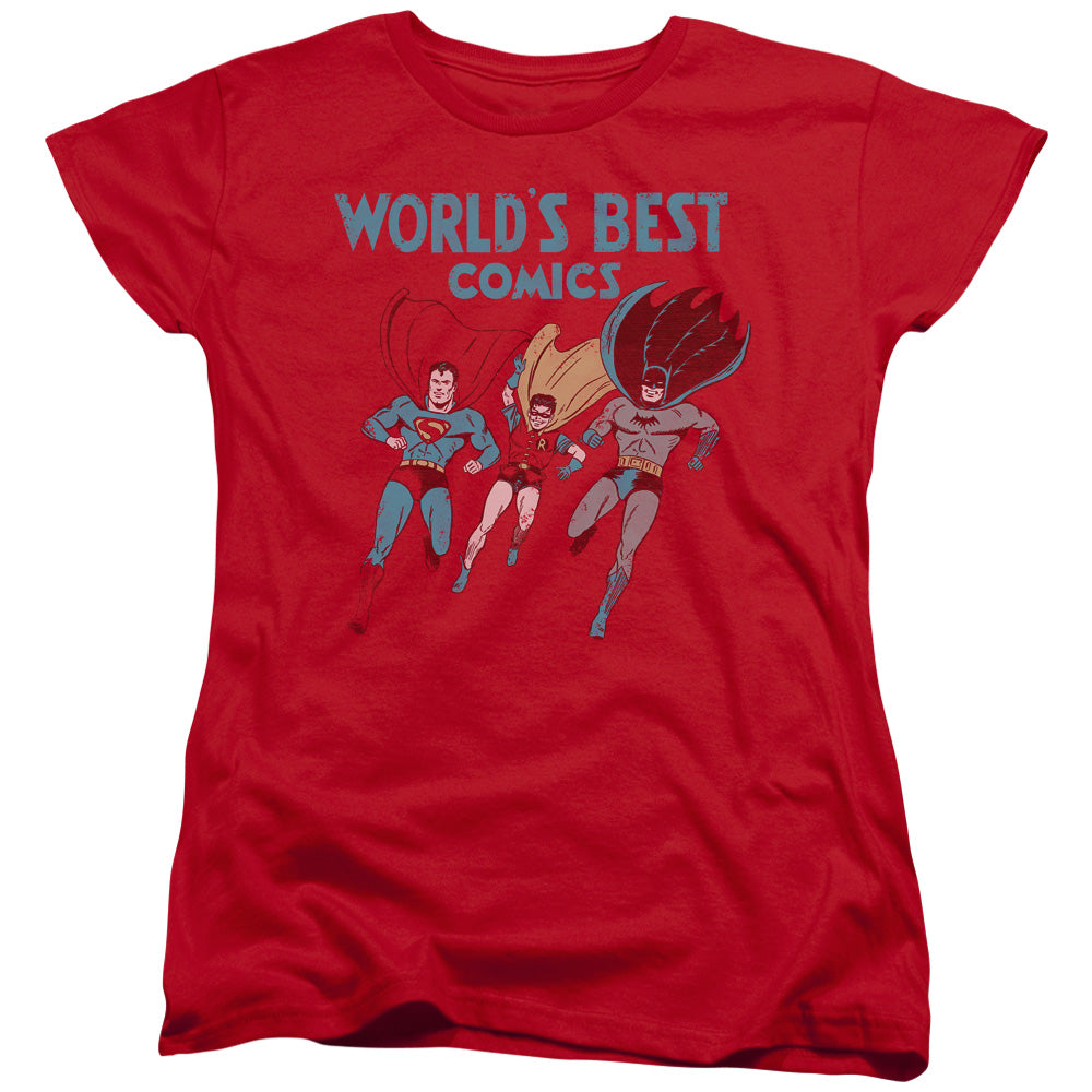 Justice League Worlds Best Womens T Shirt Red