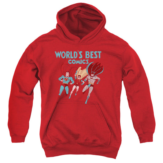 Justice League Worlds Best Kids Youth Hoodie Red