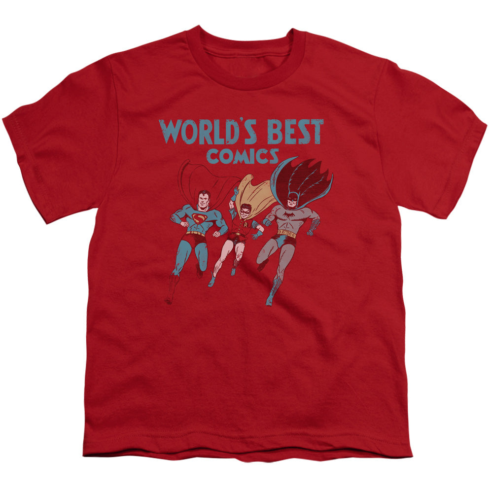 Justice League Worlds Best Kids Youth T Shirt Red