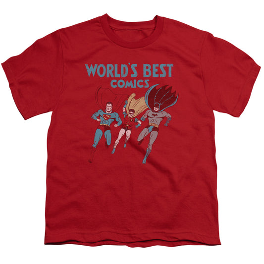 Justice League Worlds Best Kids Youth T Shirt Red