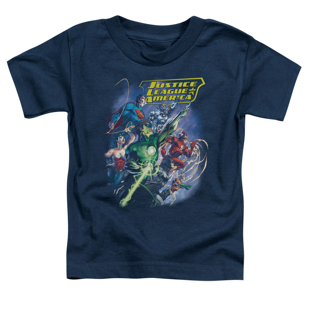 Justice League Onward Toddler Kids Youth T Shirt Navy Blue