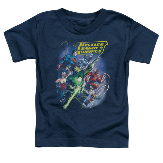 Justice League Onward Toddler Kids Youth T Shirt Navy Blue
