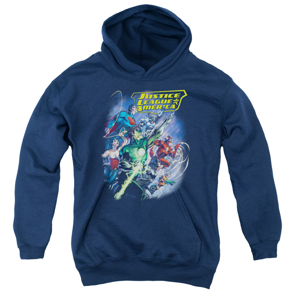 Justice League Onward Kids Youth Hoodie Navy Blue
