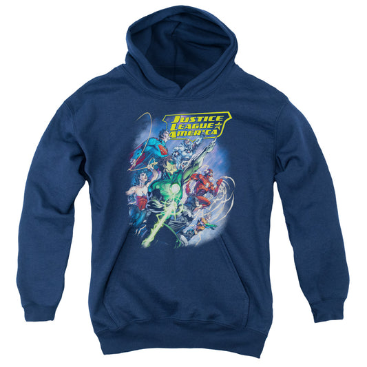 Justice League Onward Kids Youth Hoodie Navy Blue