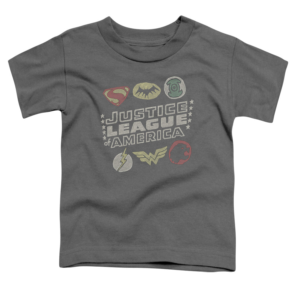 Justice League Symbols Toddler Kids Youth T Shirt Charcoal