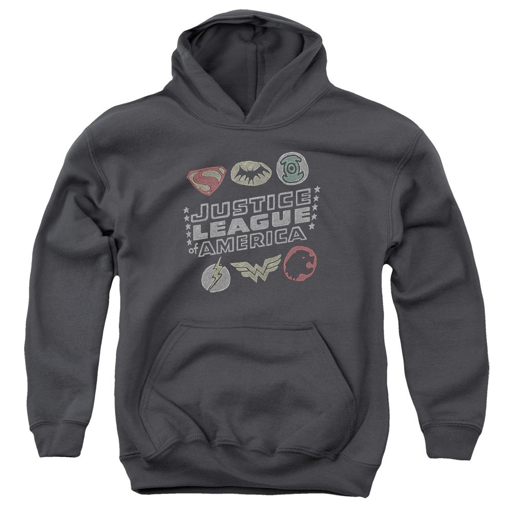 Justice League Symbols Kids Youth Hoodie Charcoal