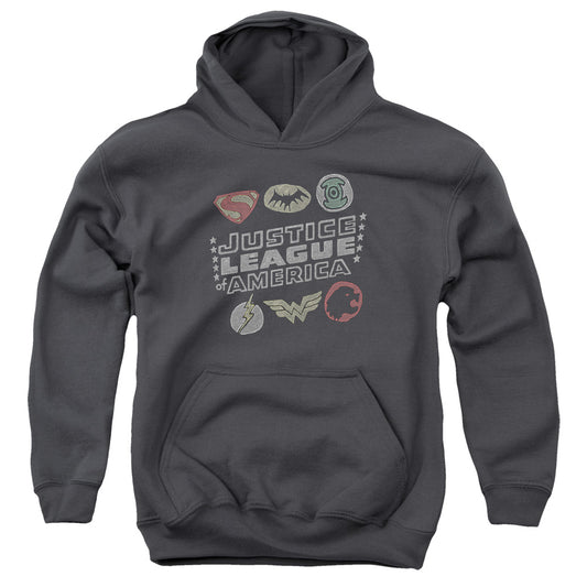 Justice League Symbols Kids Youth Hoodie Charcoal