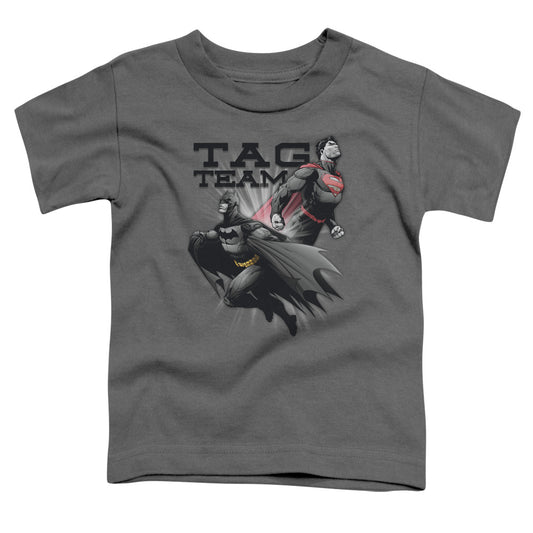Justice League Tag Team Toddler Kids Youth T Shirt Charcoal