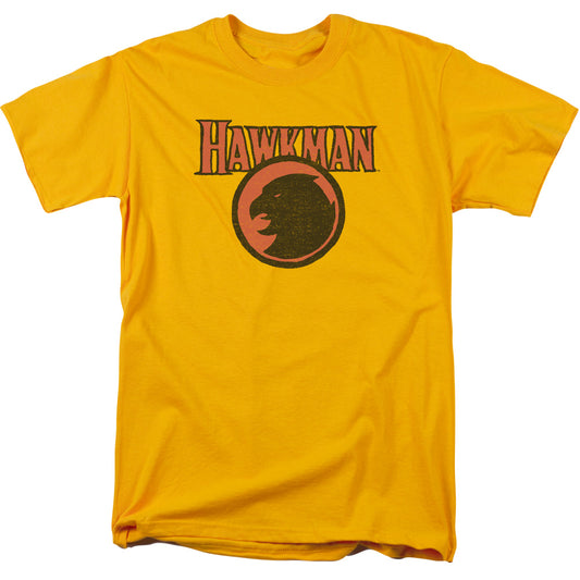 Justice League Rough Hawk Mens T Shirt Gold