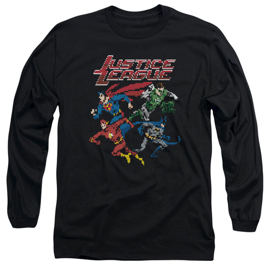 Justice League Pixel League Mens Long Sleeve Shirt Black