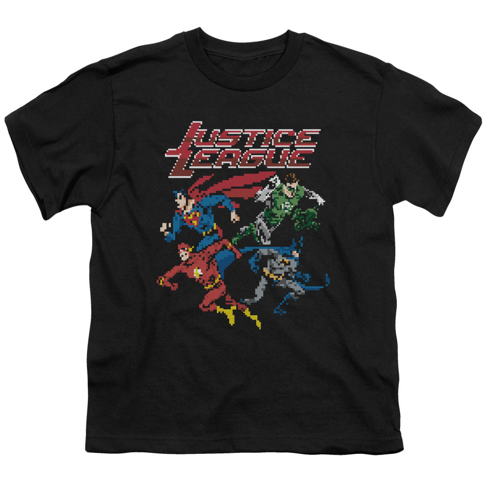Justice League Pixel League Kids Youth T Shirt Black