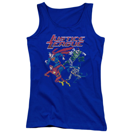 Justice League Pixel League Womens Tank Top Shirt Royal Blue