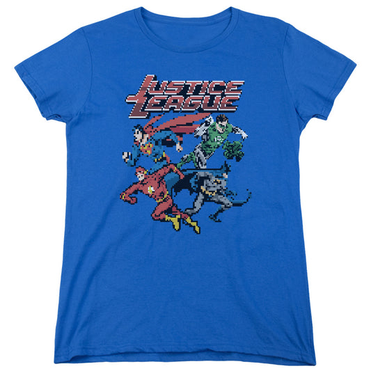Justice League Pixel League Womens T Shirt Royal Blue