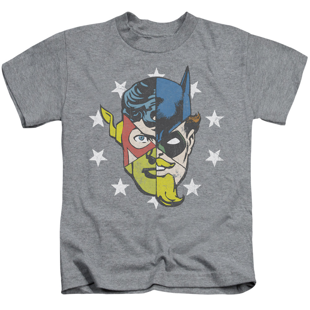 Justice League Face Off Juvenile Kids Youth T Shirt Athletic Heather