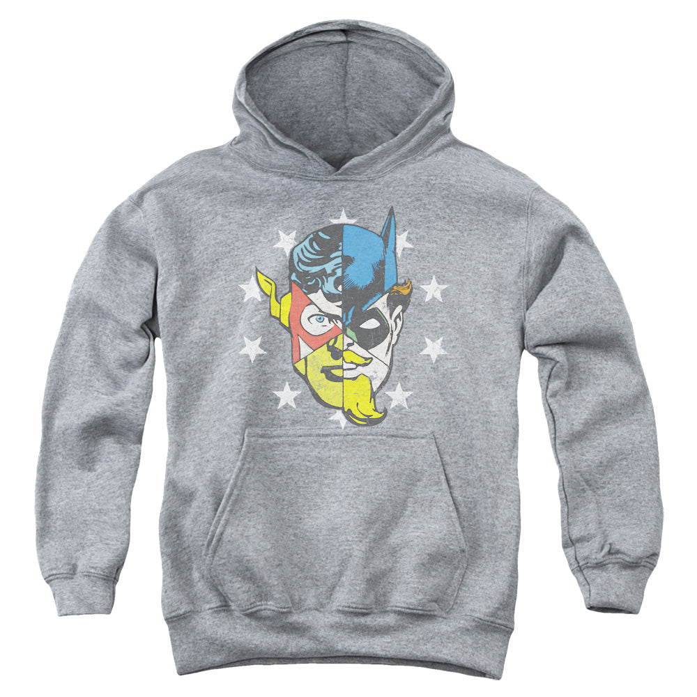 Justice League Face Off Kids Youth Hoodie Heather