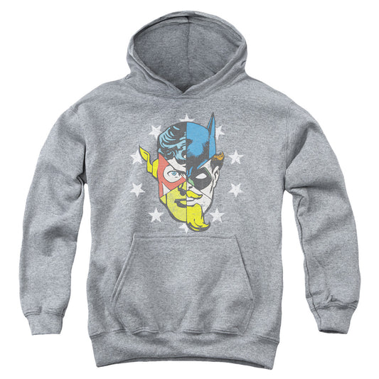 Justice League Face Off Kids Youth Hoodie Heather