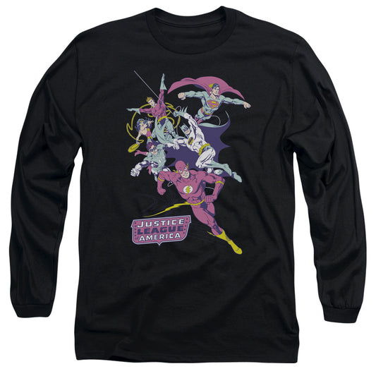 Justice League Colorful League Mens Long Sleeve Shirt Black