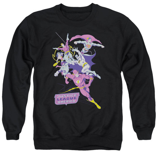 Justice League Colorful League Mens Crewneck Sweatshirt Black