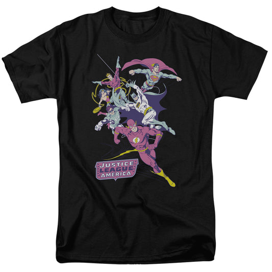 Justice League Colorful League Mens T Shirt Black