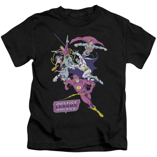 Justice League Colorful League Juvenile Kids Youth T Shirt Black