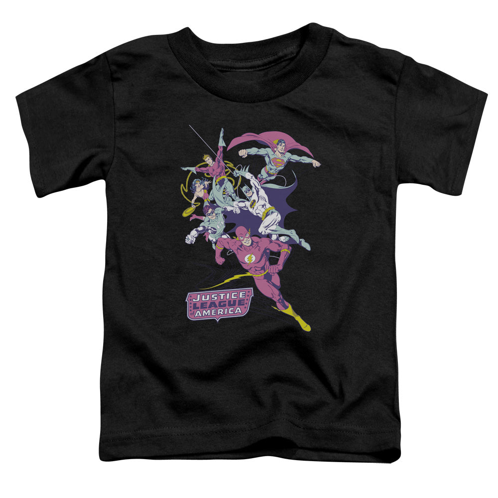 Justice League Colorful League Toddler Kids Youth T Shirt Black