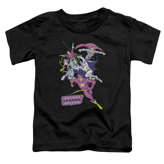 Justice League Colorful League Toddler Kids Youth T Shirt Black
