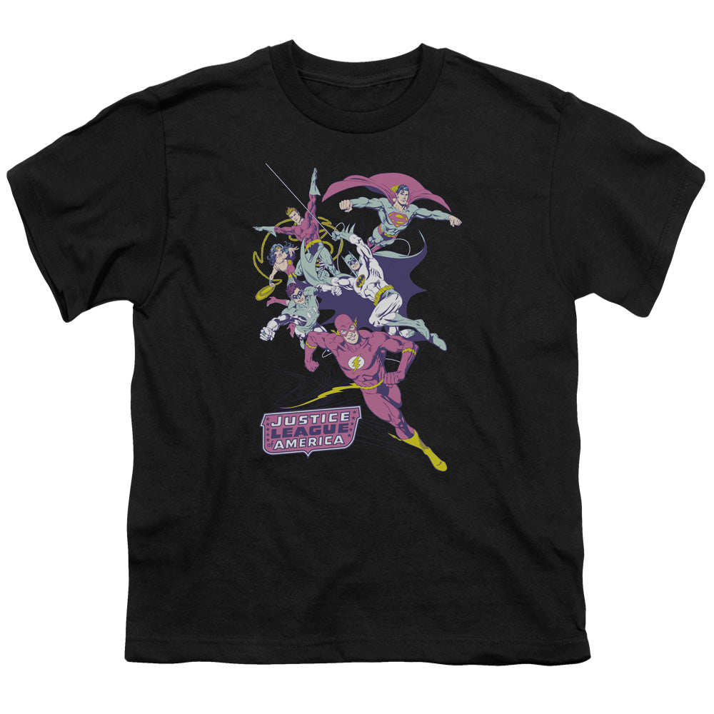Justice League Colorful League Kids Youth T Shirt Black