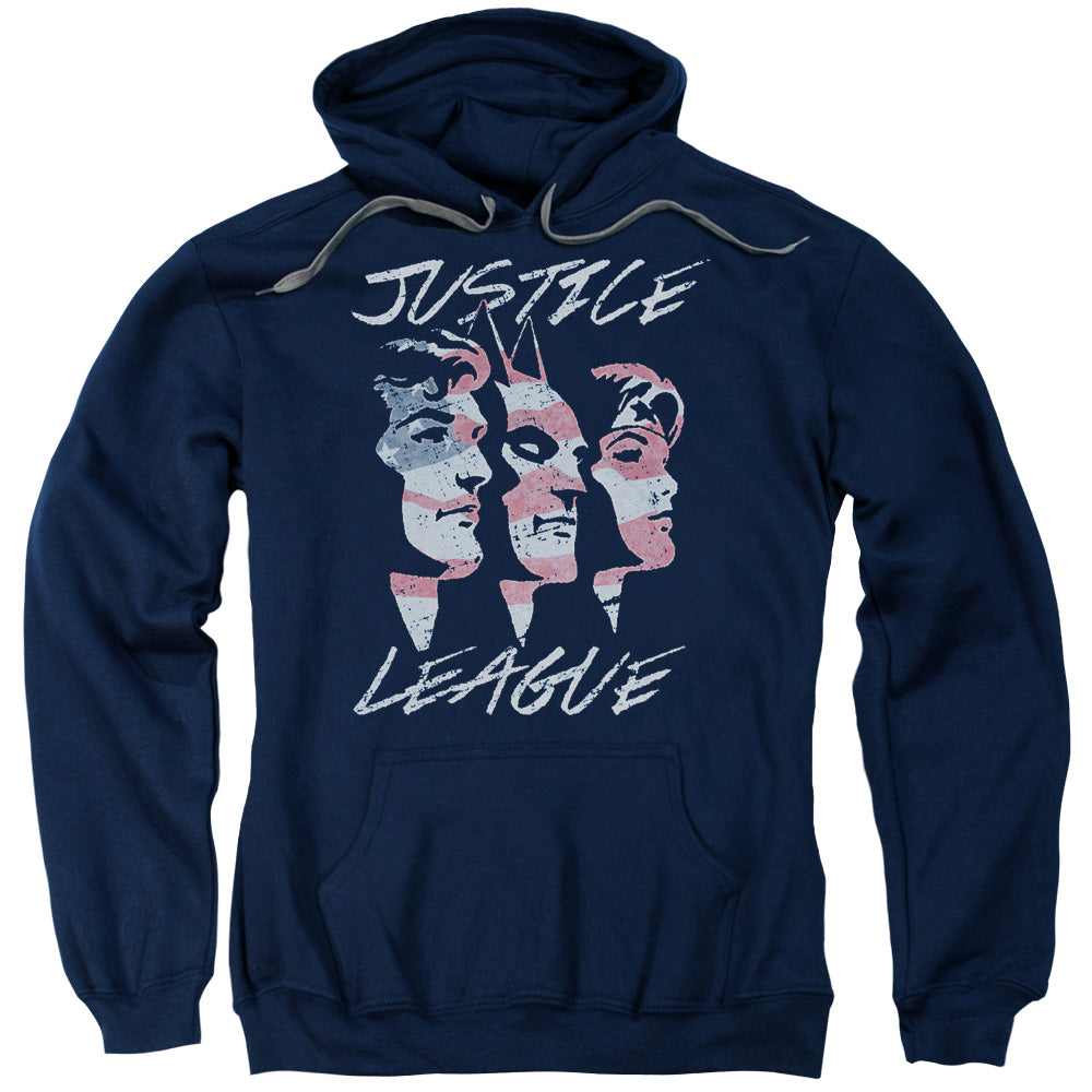 Justice League Justice for America Mens Hoodie Navy Blue