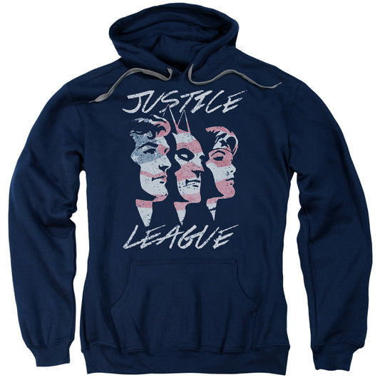 Justice League Justice for America Mens Hoodie Navy Blue