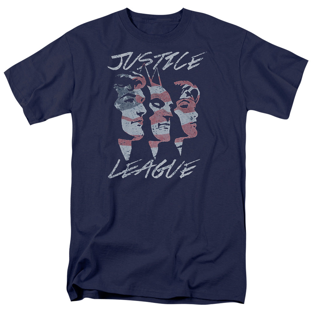 Justice League Justice for America Mens T Shirt Navy Blue