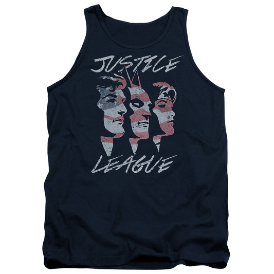 Justice League Justice for America Mens Tank Top Shirt Navy Blue