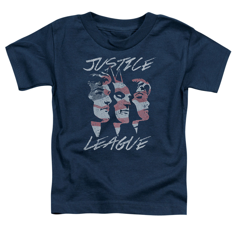 Justice League Justice for America Toddler Kids Youth T Shirt Navy Blue