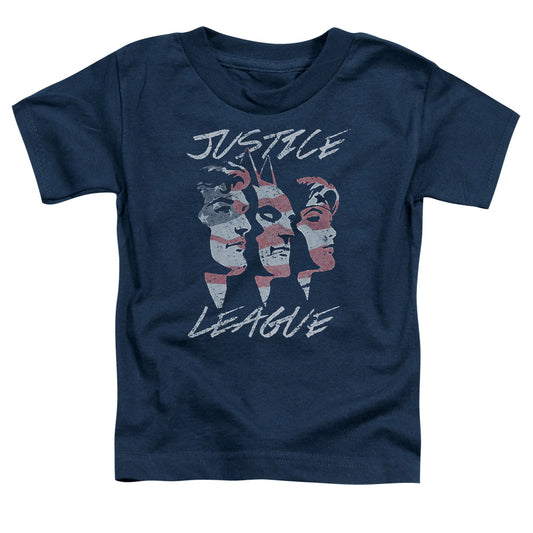 Justice League Justice for America Toddler Kids Youth T Shirt Navy Blue