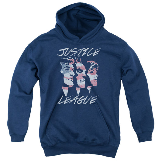 Justice League Justice for America Kids Youth Hoodie Navy Blue