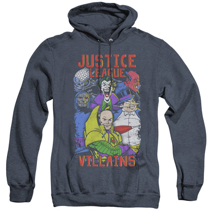 Justice League Of America Villians Mens Heather Hoodie Navy Officially Licensed