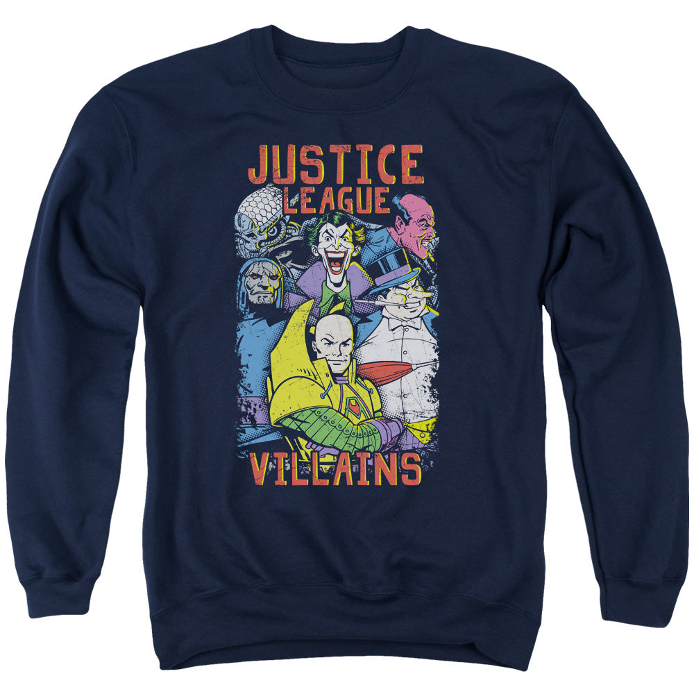Justice League Villains Mens Crewneck Sweatshirt Navy Blue
