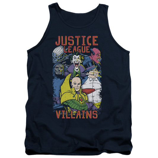 Justice League Villians Mens Tank Top Shirt Navy Blue