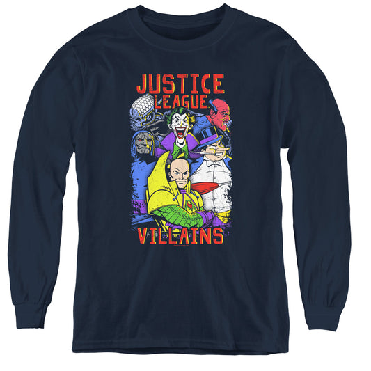 Justice League Villians Long Sleeve Kids Youth T Shirt Navy Blue