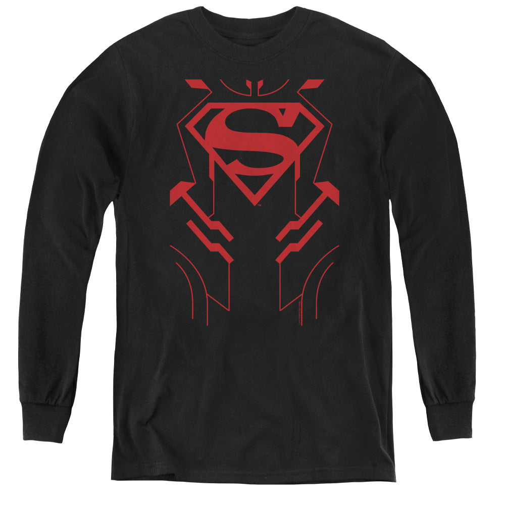 Justice League Superboy Long Sleeve Kids Youth T Shirt Black