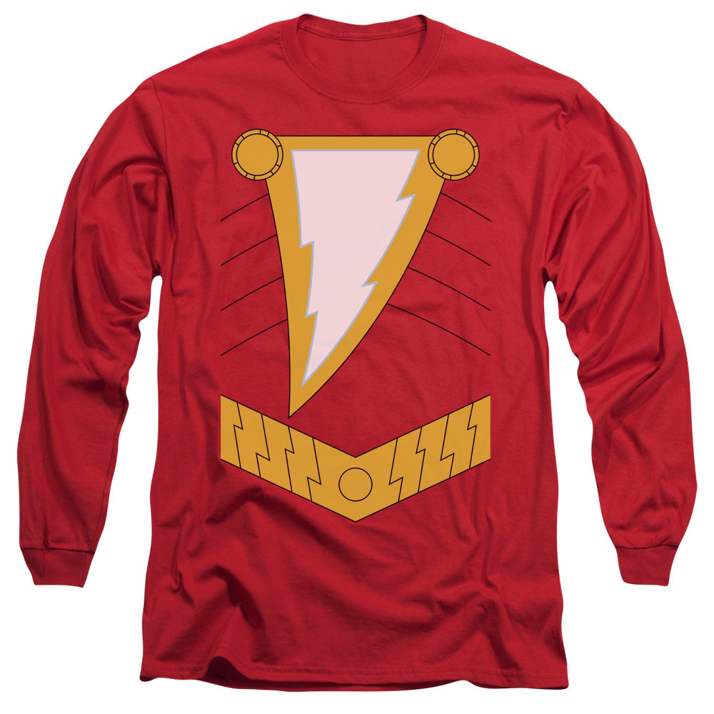 Justice League Shazam Mens Long Sleeve Shirt Red