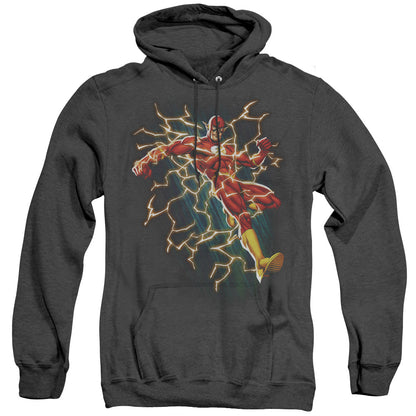 Justice League Of America Electric Death Mens Heather Hoodie Black Officially Licensed