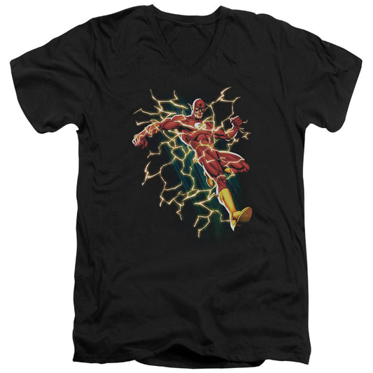 Justice League Electric Death Mens Slim Fit V-Neck T Shirt Black