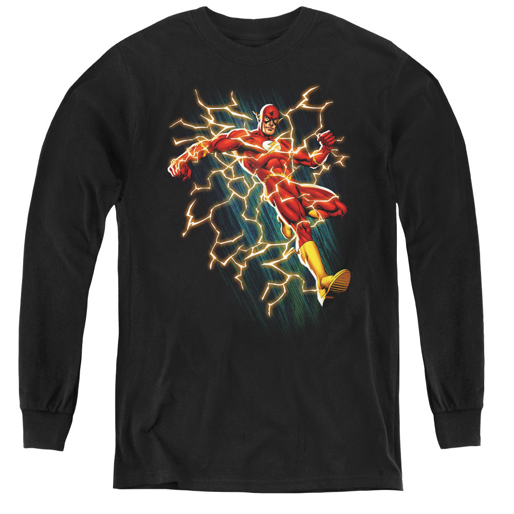 Justice League Electric Death Long Sleeve Kids Youth T Shirt Black
