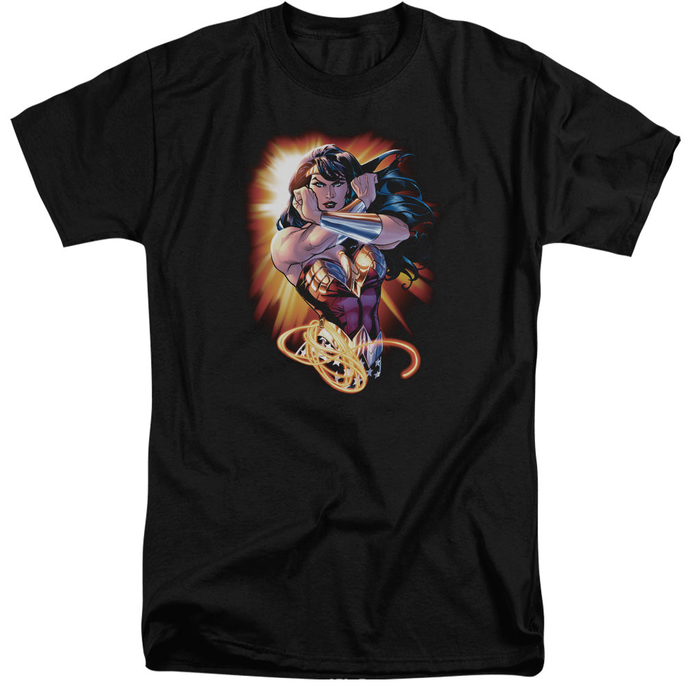 Justice League Wonder Rays Mens Tall T Shirt Black
