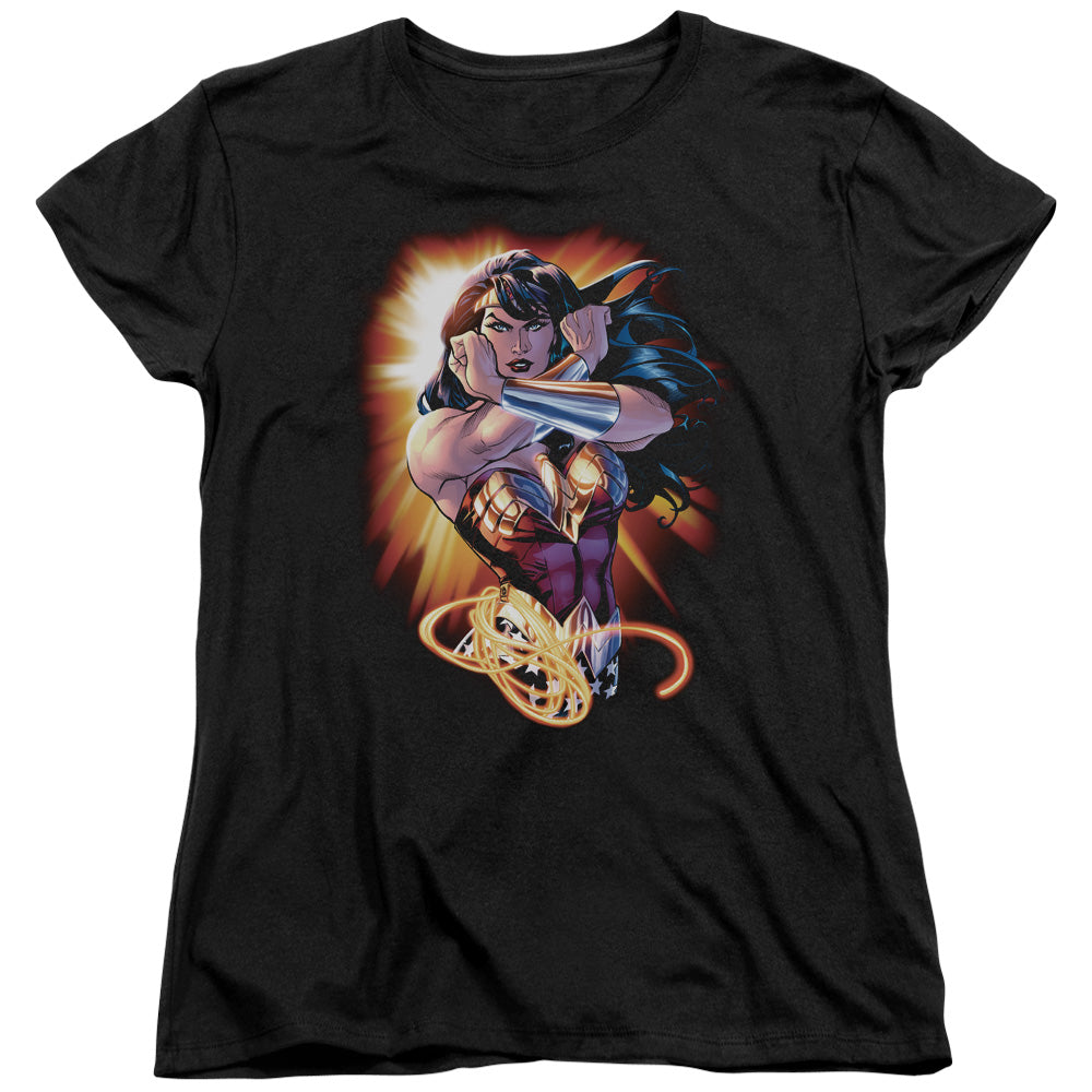 Justice League Wonder Rays Womens T Shirt Black