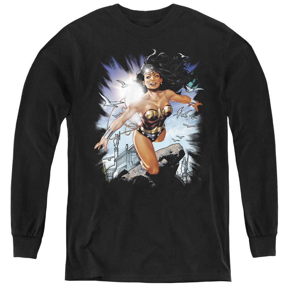 Justice League of Themyscira Long Sleeve Kids Youth T Shirt Black
