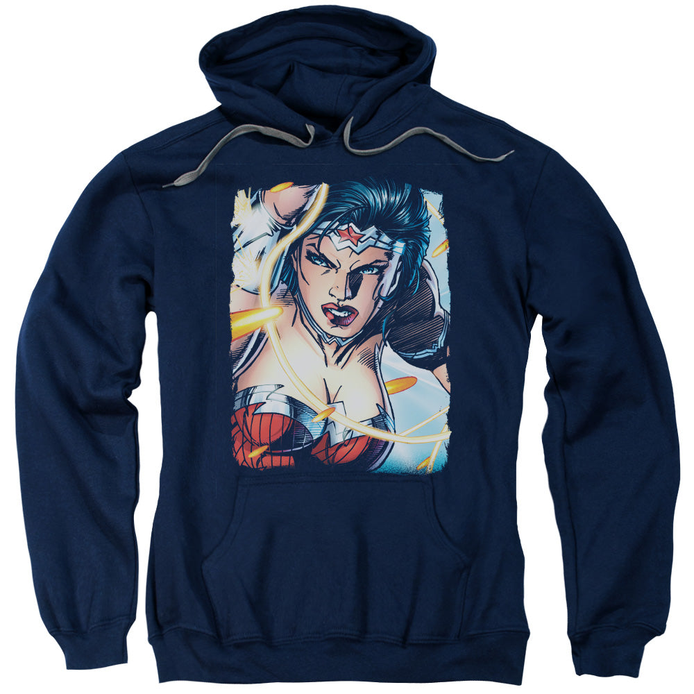 Justice League Scowl Mens Hoodie Navy Blue
