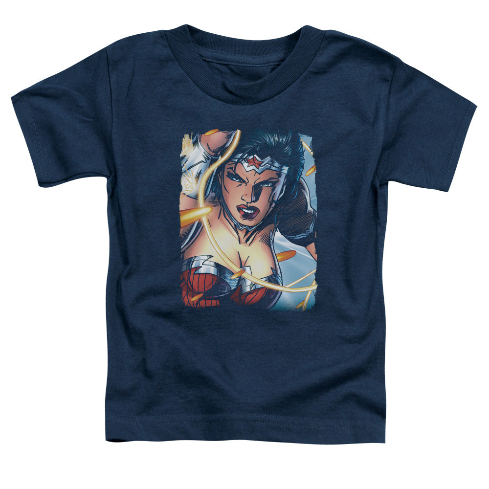 Justice League Scowl Toddler Kids Youth T Shirt Navy Blue